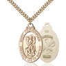 14kt Gold Filled St. Christopher National Guard Medal Necklace 1 1/8 x 1 1/4 inches with 24 inch chain by Bliss