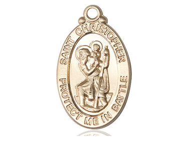 14kt Solid Gold St. Christopher Patron Saint Medal Pendant 1 1/8 x 5/8 inches by Bliss Manufacturing