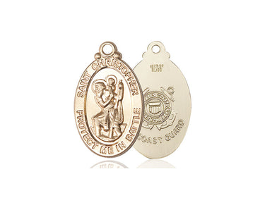 14kt Solid Gold St. Christopher Coast Guard Medal Pendant 1 1/8 x 1 1/4 Handcrafted by Bliss