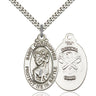 Sterling silver St. Christopher National Guard military medal necklace with 24 inch chain by Bliss