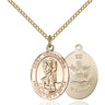 14kt Gold Filled St. Christopher Army military medal necklace with 18 inch chain by Bliss Manufacturing
