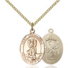 14kt Gold Filled St. Christopher National Guard military medal necklace with 18 inch chain by Bliss