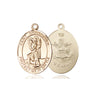 14kt solid gold St. Christopher Army military medal pendant 3/4 x 1 inch handcrafted by Bliss Manufacturing USA