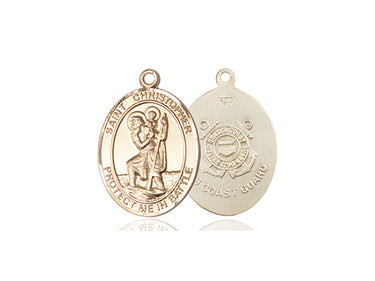 14kt Solid Gold Medium St. Christopher Medal Pendant 3/4 x 1 inch Handcrafted USA by Bliss