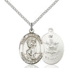 Sterling silver St. Christopher Army military medal necklace 3/4 x 1 inch with 18 inch chain by Bliss
