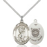 Sterling silver St. Christopher Coast Guard military medal necklace 3/4 x 1 inch with 18 inch chain by Bliss