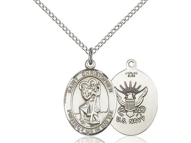 Sterling Silver St. Christopher Patron Saint Medal Necklace 3/4 x 1 pendant with 18 inch chain by Bliss