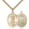 14kt Gold Filled St. Christopher National Guard Medal Necklace 1x1.25 inch with 24 inch chain by Bliss
