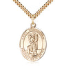 14kt Gold Filled St. Christopher Patron Saint Medal Necklace 1x3/4 inch pendant 24 inch curb chain USA made by Bliss Manufacturing
