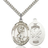 Sterling Silver St. Christopher National Guard Medal Necklace 1 inch by 1.25 inches with 24 inch chain by Bliss Manufacturing