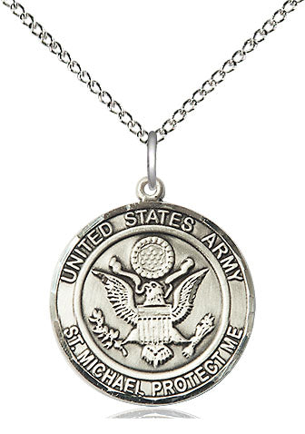 Sterling Silver ARMY St Michael Medal Necklace 3/4x3/4 inch 18 inch Chain Bliss USA