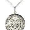 Sterling Silver St. Michael National Guard Medal Necklace 3/4 inch 18 inch Chain by Bliss USA