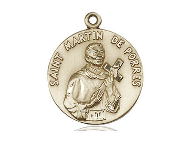 14kt Solid Gold St. Martin de Porres Patron Saint Medal Pendant 1 inch by 7/8 inch by Bliss