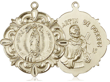 14kt solid gold Our Lady of Guadalupe medal pendant 1.25 x 1.125 inches handcrafted by Bliss USA