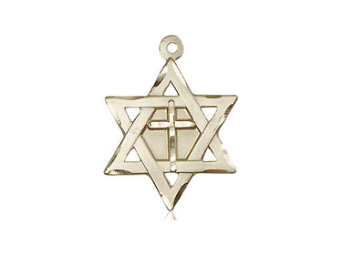 14kt Solid Gold Star of David with Cross Pendant 7/8 x 5/8 inch - interfaith jewelry handmade in USA by Bliss