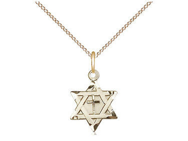 14kt Gold Filled Small Star of David with Cross Necklace 1/2 x 3/8 on 18 inch chain by Bliss
