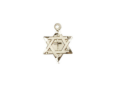 14kt Solid Gold Small Star of David with Cross Pendant 1/2 x 3/8 by Bliss Manufacturing