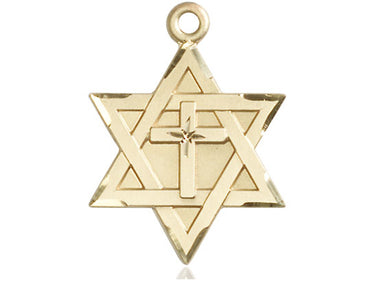 14kt solid gold large Star of David with Cross pendant 1 1/4 x 7/8 inches by Bliss Manufacturing