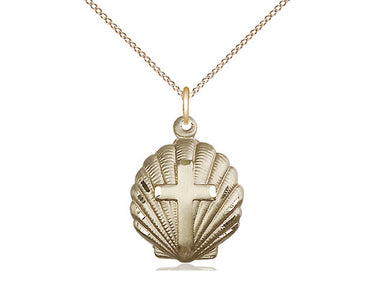 14kt Gold Filled Medium Cross Necklace 3/4 x 5/8 with 18 inch curb chain by Bliss USA