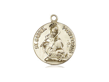 14kt solid gold St. Gabriel the Archangel medal pendant 3/4 x 5/8 handcrafted by Bliss Manufacturing
