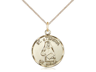 14kt Gold Filled St. Theresa patron saint medal necklace with 18 inch chain by Bliss Manufacturing