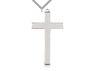 Extra Large Sterling Silver Catholic Cross Necklace 3 1/4 x 1 3/4 inches with 24 inch chain by Bliss