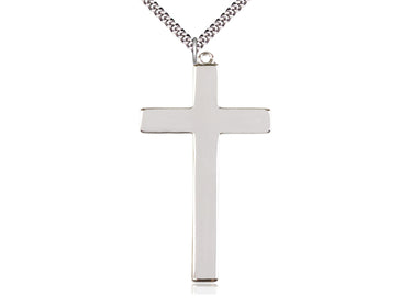 Extra Large Sterling Silver Catholic Cross Necklace 2 1/2 x 1 3/8 inches with 24 inch chain by Bliss