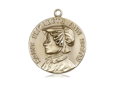 14kt Solid Gold Medium St. Ann Catholic Medal Pendant 1 x 7/8 inches handmade by Bliss