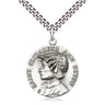 Sterling silver St. Ann patron saint medal necklace with 1x7/8 inch pendant on 24 inch chain by Bliss