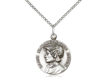 Sterling Silver St. Elizabeth Ann Seton Medal Necklace 3/4 inch by 5/8 inch on 18 inch chain by Bliss