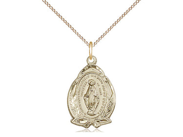 14kt Gold Filled Miraculous Medal Necklace Medium Size 3/4 x 1/2 with 18 Inch Chain by Bliss