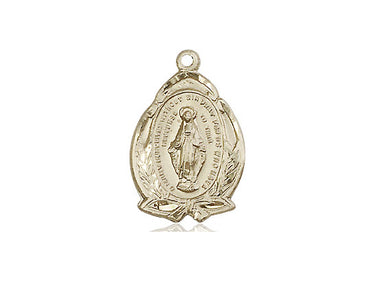 14kt Solid Gold Miraculous Medal Pendant 3/4 x 1/2 inch handcrafted by Bliss USA