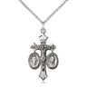 Sterling Silver Holy Family Pendant Necklace with Jesus Mary and Joseph, 1 1/8 x 5/8 inches, 18 inch chain, USA Made by Bliss