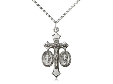 Sterling Silver Holy Family Pendant Necklace with Jesus Mary and Joseph, 1 1/8 x 5/8 inches, 18 inch chain, USA Made by Bliss