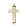 14kt Solid Gold Catholic Cross Medal Pendant 7/8 x 1/2 inches handcrafted in USA by Bliss Manufacturing