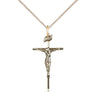 Gold filled medium Catholic crucifix necklace 1 x 1/2 pendant with 18 inch chain by Bliss Manufacturing