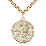 14kt gold filled St. Anthony patron saint medal necklace, 7/8 inch by 3/4 inch pendant on 24 inch chain, handcrafted by Bliss Manufacturing USA