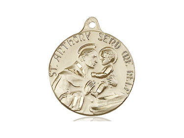 14kt solid gold St. Anthony of Padua patron saint medal pendant 7/8x3/4 inch handcrafted by Bliss