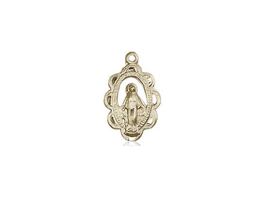 14kt Solid Gold Small Miraculous Medal Pendant 5/8 x 3/8 inch handmade by Bliss Manufacturing