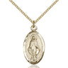 14kt Gold Filled Medium Miraculous Medal Necklace 7/8 x 1/2 inch on 18 inch chain handmade by Bliss Manufacturing