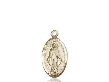 14kt Solid Gold Miraculous Medal Pendant 7/8 x 1/2 inches Handcrafted by Bliss Manufacturing USA