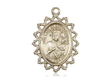 14kt solid gold Our Lady of Czestochowa medal 1 x 3/4 inch handcrafted by Bliss Manufacturing USA