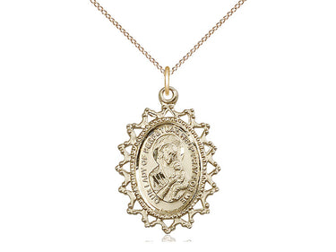 14kt gold filled Our Lady of Perpetual Help medal necklace 1 inch by three quarters inch on 18 inch chain by Bliss