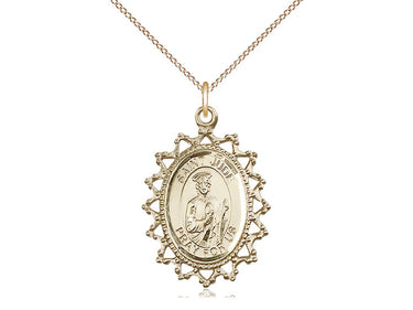 14kt Gold Filled St. Jude patron saint medal necklace with 18 inch chain by Bliss Manufacturing