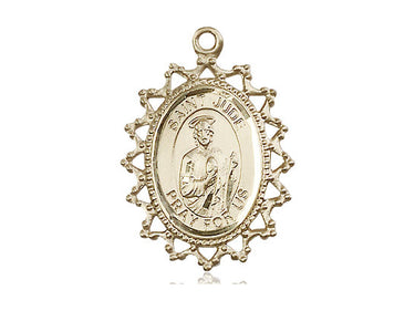 14kt solid gold St. Jude patron saint medal pendant 1 inch by 3/4 inch handcrafted by Bliss