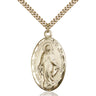 14kt Gold Filled Large Miraculous Medal Necklace 1 3/8 inch by 3/4 inch with 24 inch Chain by Bliss