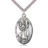 Large sterling silver St. Christopher patron saint medal necklace 1-3/8x3/4 inches on 24 inch chain by Bliss