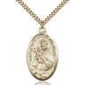 Large 14kt Gold Filled Our Lady of Mount Carmel Medal Necklace 1 3/8 x 3/4 inch on 24 inch chain by Bliss