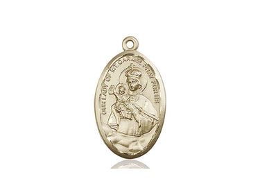 Large 14kt Solid Gold Our Lady of Mount Carmel Medal Pendant 1 3/8 x 3/4 inch handcrafted by Bliss