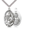 Large Sterling Silver Our Lady of Mount Carmel Medal Necklace 1 3/8 x 3/4 inch on 24 inch chain by Bliss